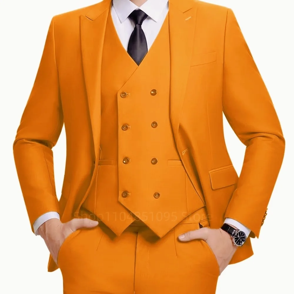 Фиолетовые костюмы для мужчин, приталенные свадебные костюмы для жениха, смокинг, лучший мужской пиджак, жилет, брюки, модный модный свадебный костюм из 3 предметов