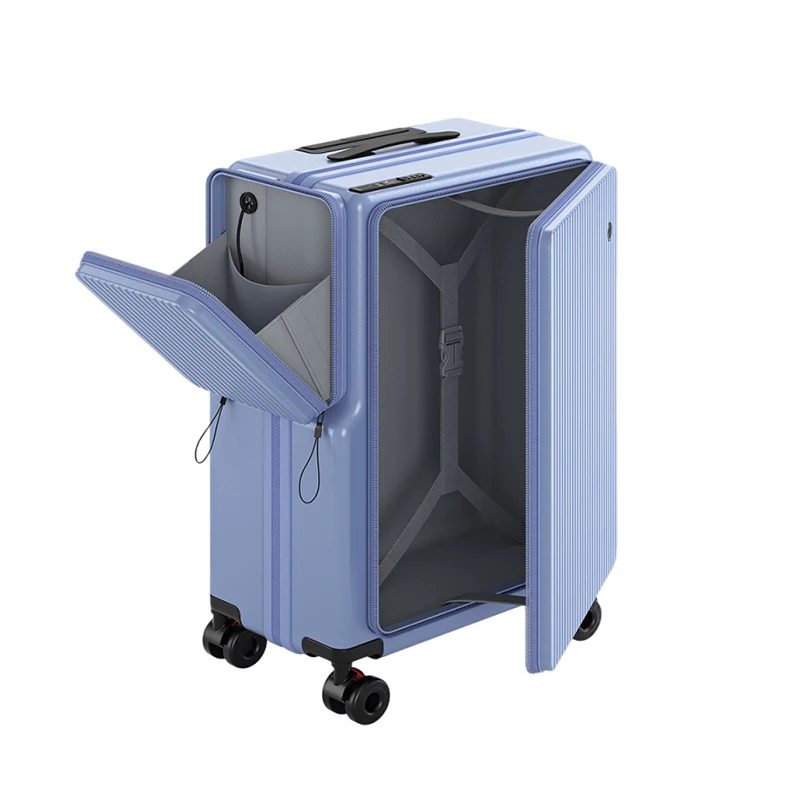 

Multifunctional Suitcase with Side Pockets and Front-opening Design 20-26 inch Borading Travel Trolley Combination Lock Luggage