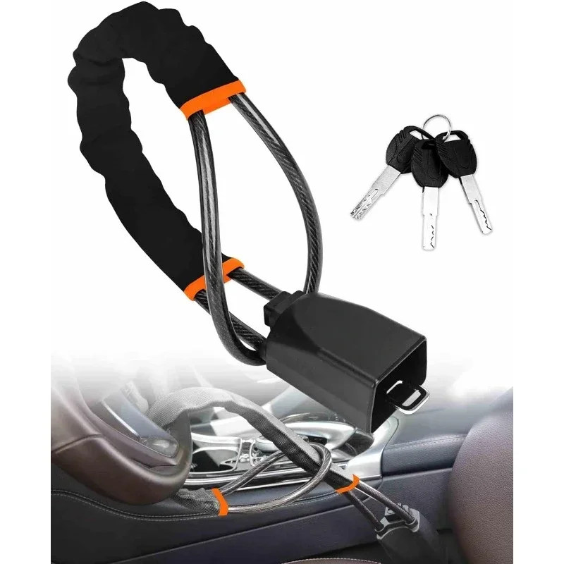 Car Steering Wheel Lock with Seat Belt Socket Steel Rope Car Anti-Theft Locking System