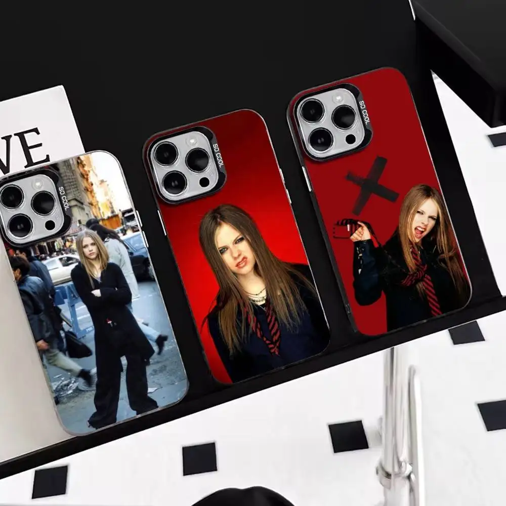 

A-A-Avril Phone Case For iPhone 17,16,15,14,13,12,11 Plus,Pro Max,XS,Colorful Silver Phone case Funda Cover