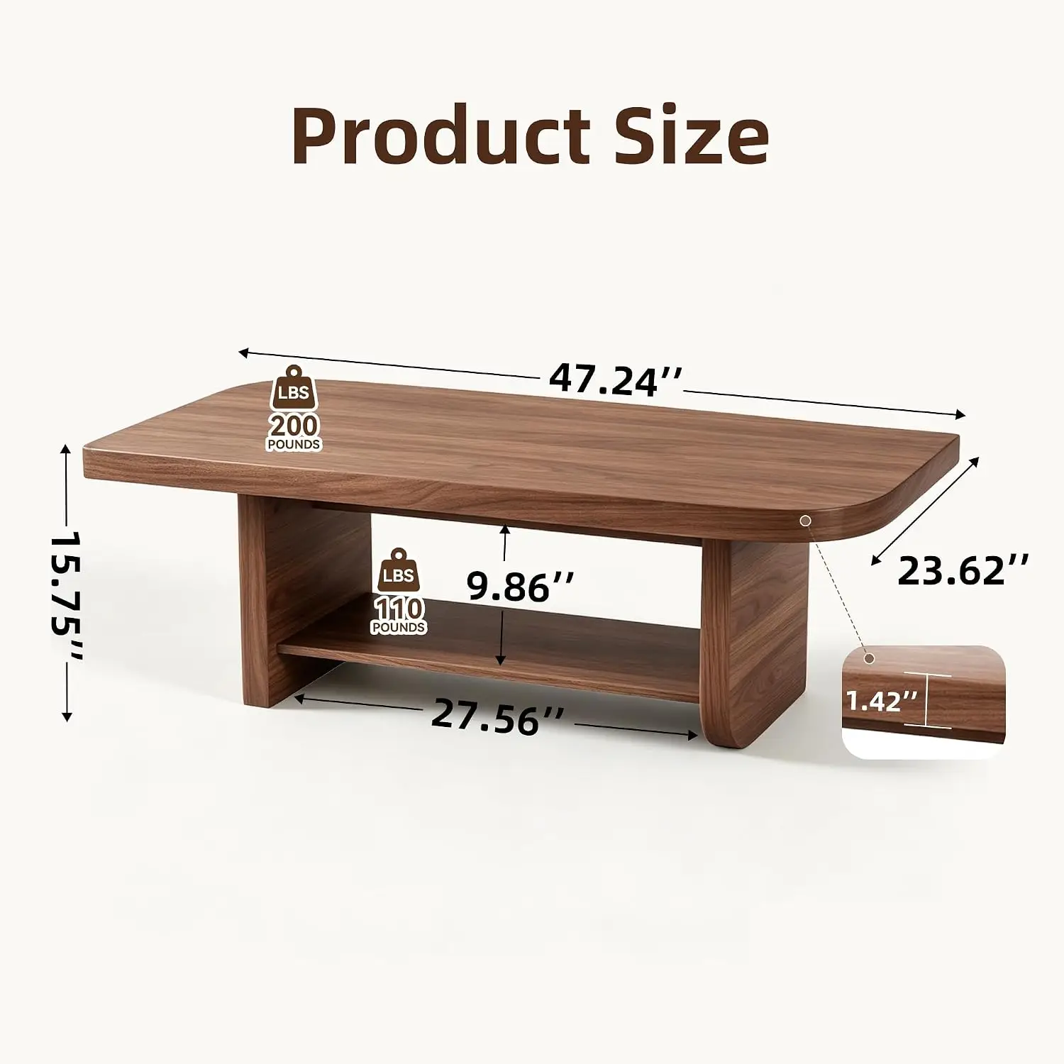 Rectangle Coffee Table 47.24