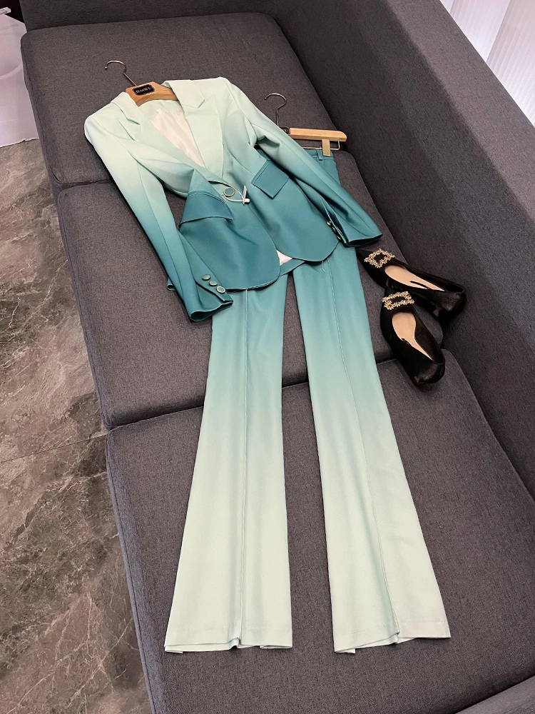 

Faionable Celebri Sle adient Color Slim Fit Костюм Брюки Комплект из двух предметов A923 Модный ансамбль Женский Busin Casual