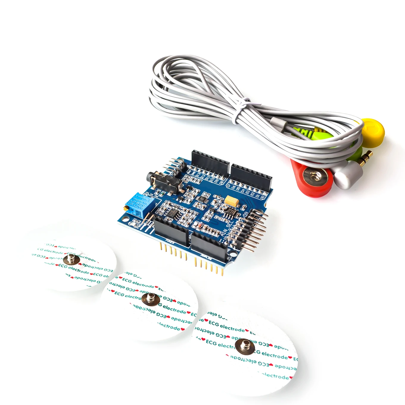 

ECG/EKG/EMG Shield with Cables and Electrodes for Arduino