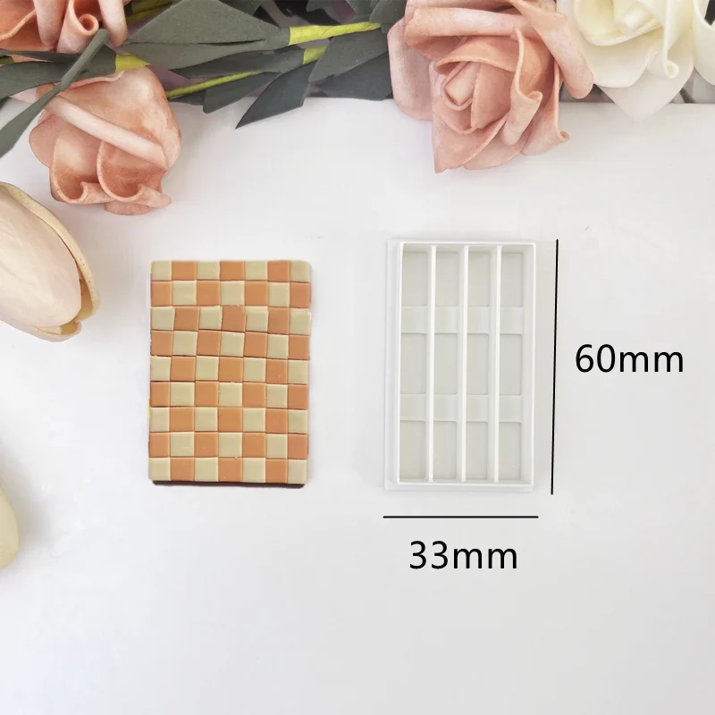 Checkerboard Polymer Clay Bar Cutting Mold Soft Pottery Cutters DIY Lattice Stripe Ceramics Earring Pressed Lines Making Tools