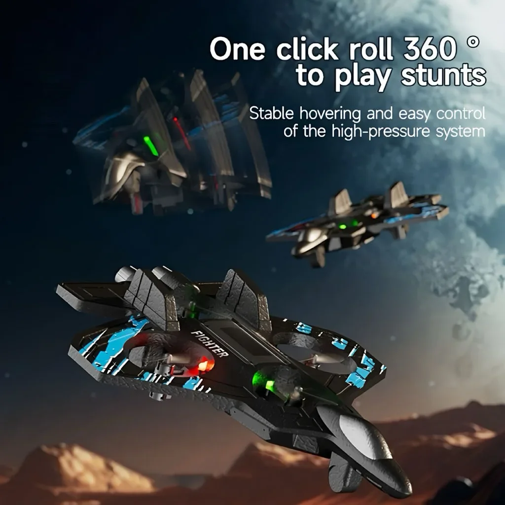 نفاثة مقاتلة جديدة يتم التحكم فيها عن بعد مع أضواء باردة تدوم طويلاً 360 درجة ° فليب التفاف حول رحلة هدية عيد الميلاد للطائرات
