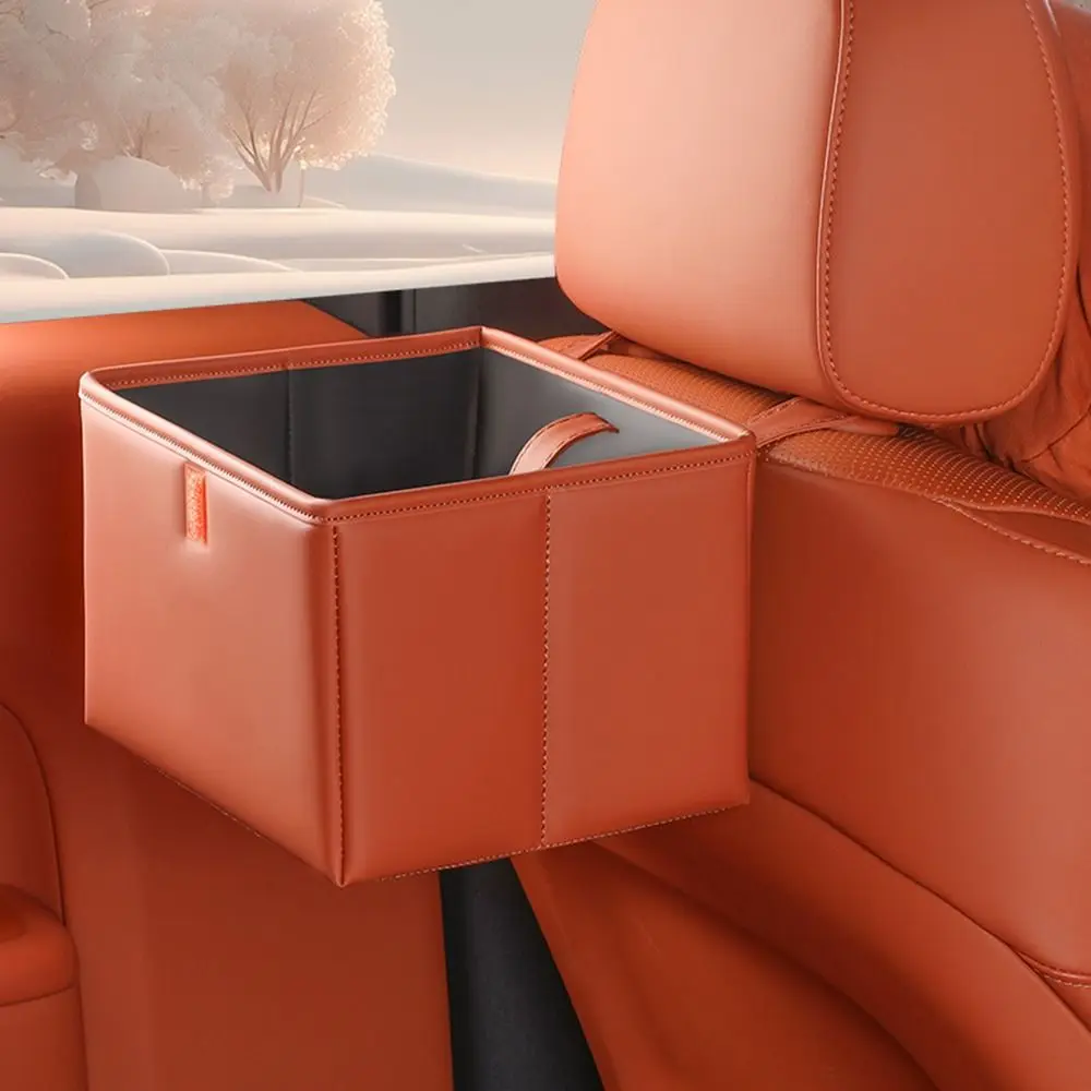 

Leather Foldable Car Trash Bin Waterproof Hanging Car Backseat Storage Box Universal Portable Car Garbage Bin Car Supplies