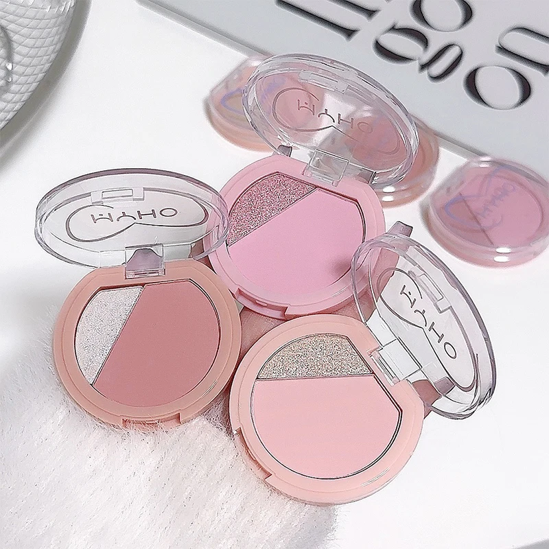 Evidenziatore fard perlescente opaco 2 in 1 Impermeabile naturale tenero delicato colore delle guance schiarente trucco per il contorno del viso