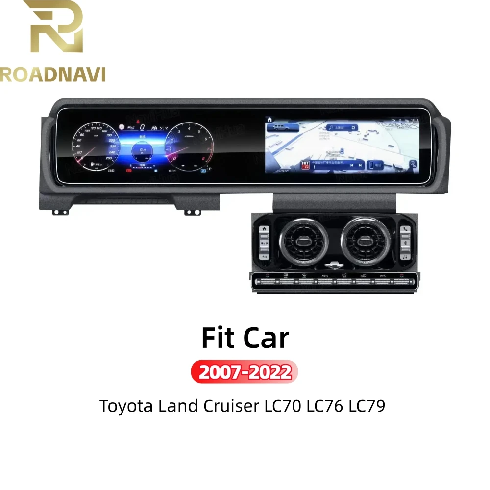 24-дюймовый автомобильный DVD-плеер RoadNavi с двумя экранами для Toyota Land Cruiser LC70 LC76 LC79 2007-2021, Android-радио для автомобиля, CarPlay
