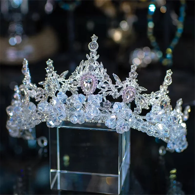 

CC диадемы и короны женские аксессуары свадебные прически свадебные повязки на голову обручальный головной убор 100% хрустальная диадема ручной работы QS64