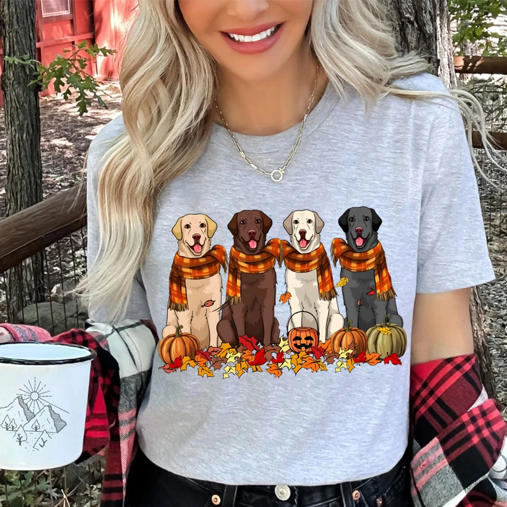 Labrador Retriever Thankgiving Dog Women Clothes Fall Dog Shirt Dog Lover Women's Clothing Pumpkin Women Clothing Fall T-shirt's