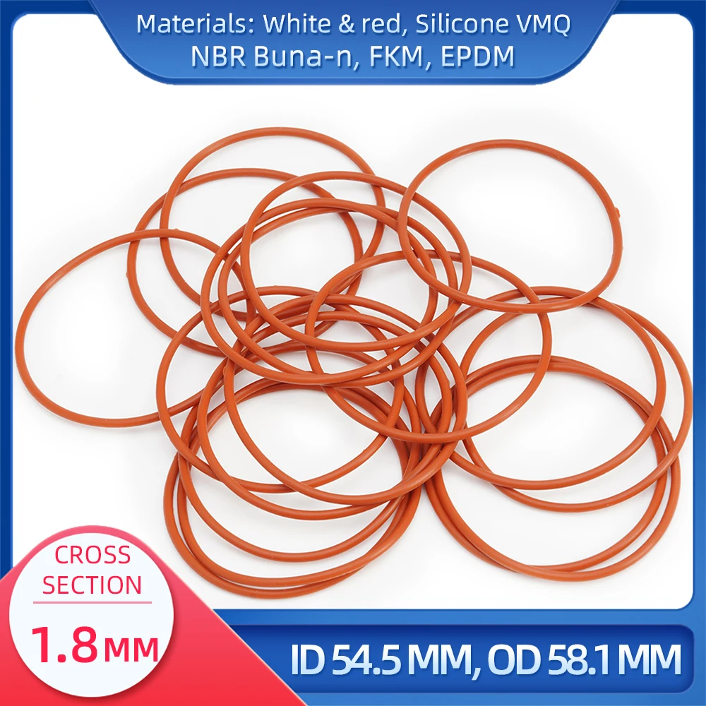 

O Ring CS 1.8 mm ID 54.5 mm OD 58.1 mm Material With Silicone VMQ NBR FKM EPDM ORing Seal Gaske