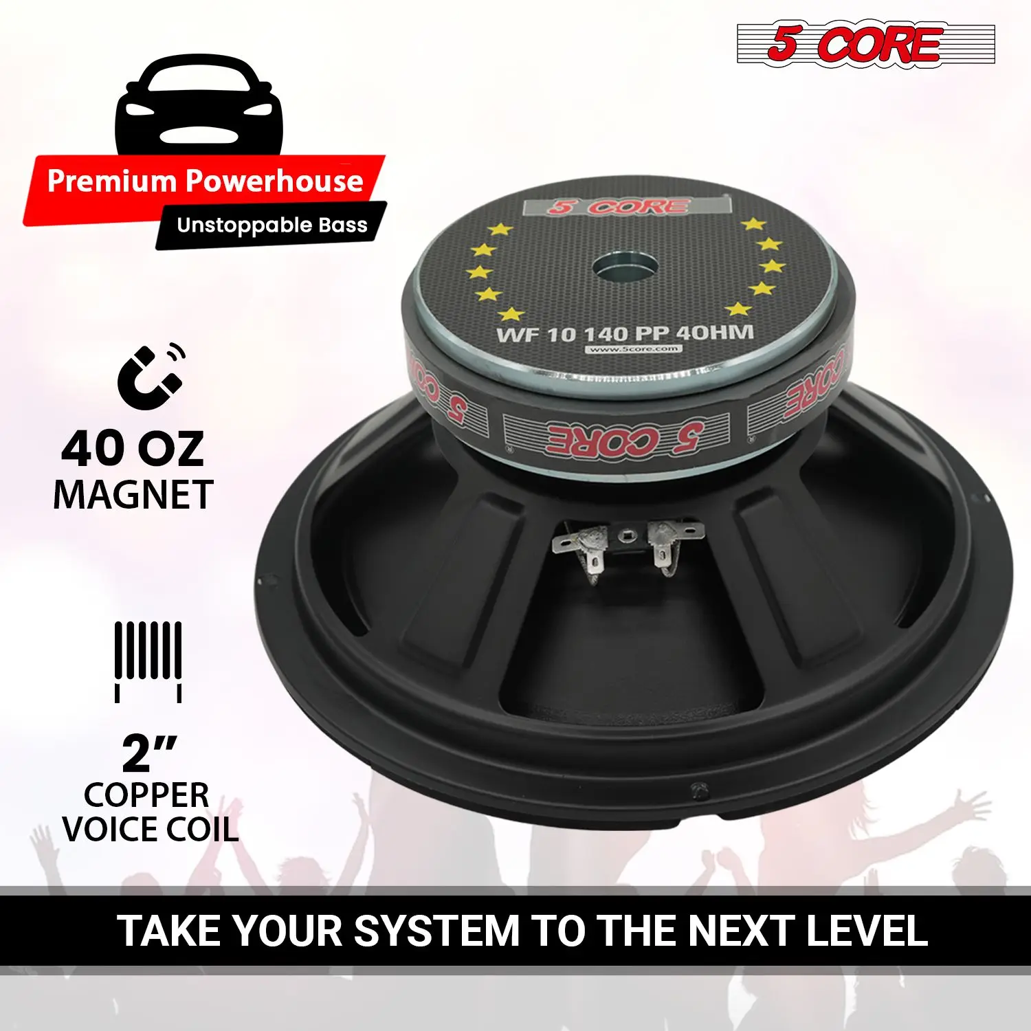 Woofer da 10 pollici Subwoofer audio per auto da 300 W Impedenza da 4 Ohm Sostituzione dei bassi profondi Sub w 40 Oz Y30 Magnete Poli cono Surround in gomma