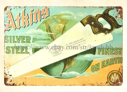 Atkins Silver Steel Hand Saw metal tin sign nostalgic poster home