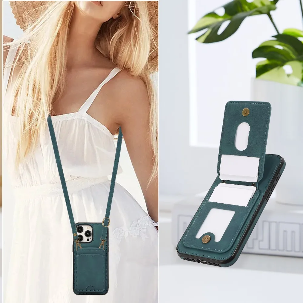 Flip Wallet PU Leather Phone Case for IPhone 16 15 14 11 Pro Max 13 12 MIni X XS XR 7 8 Plus Crossbody Card Slot Holder Cover
