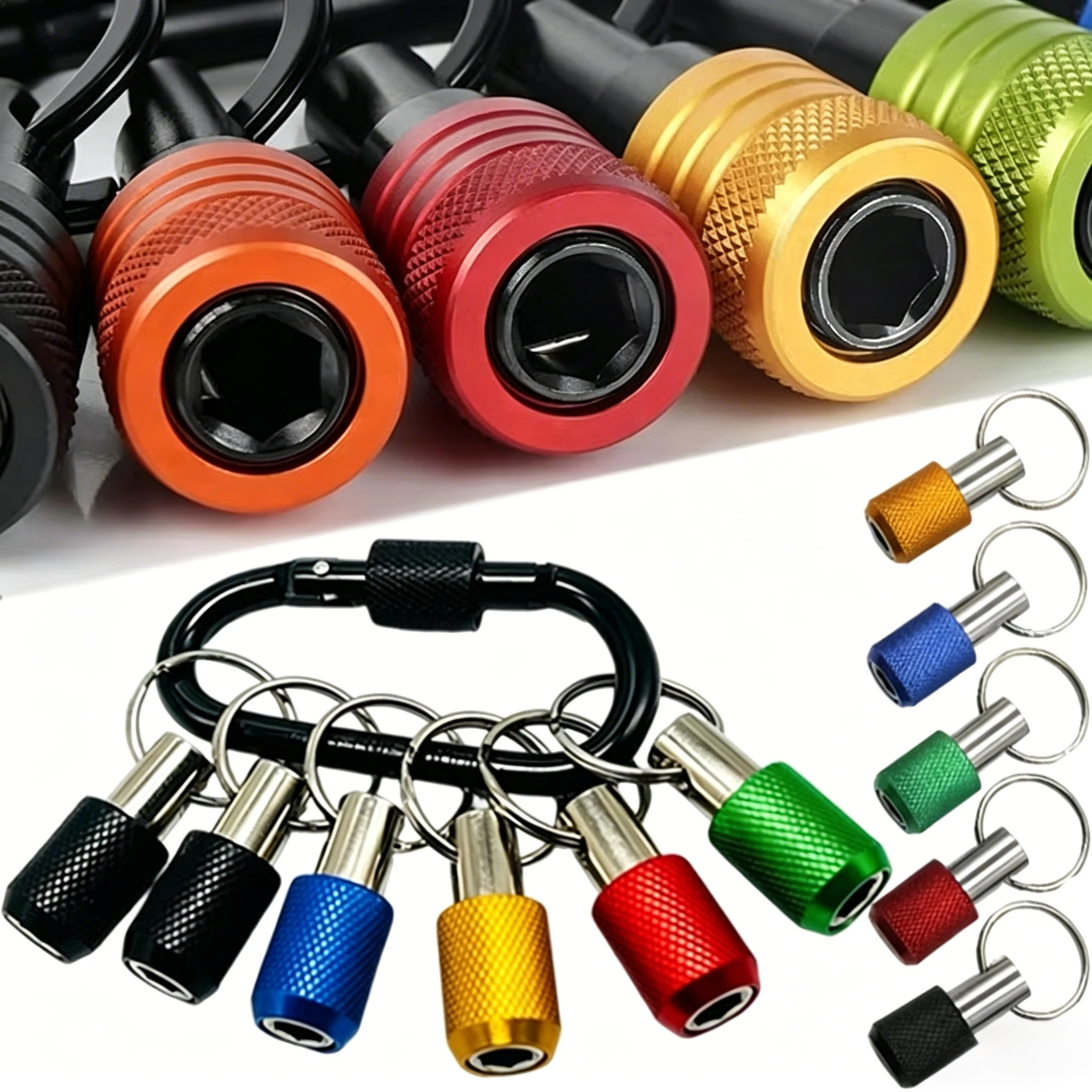 Portable Hex Shank Keychain Bit Holder Quick Release Screwdriver Extension Bar Drill Bit Adapter for DIY Repair Electric Tools