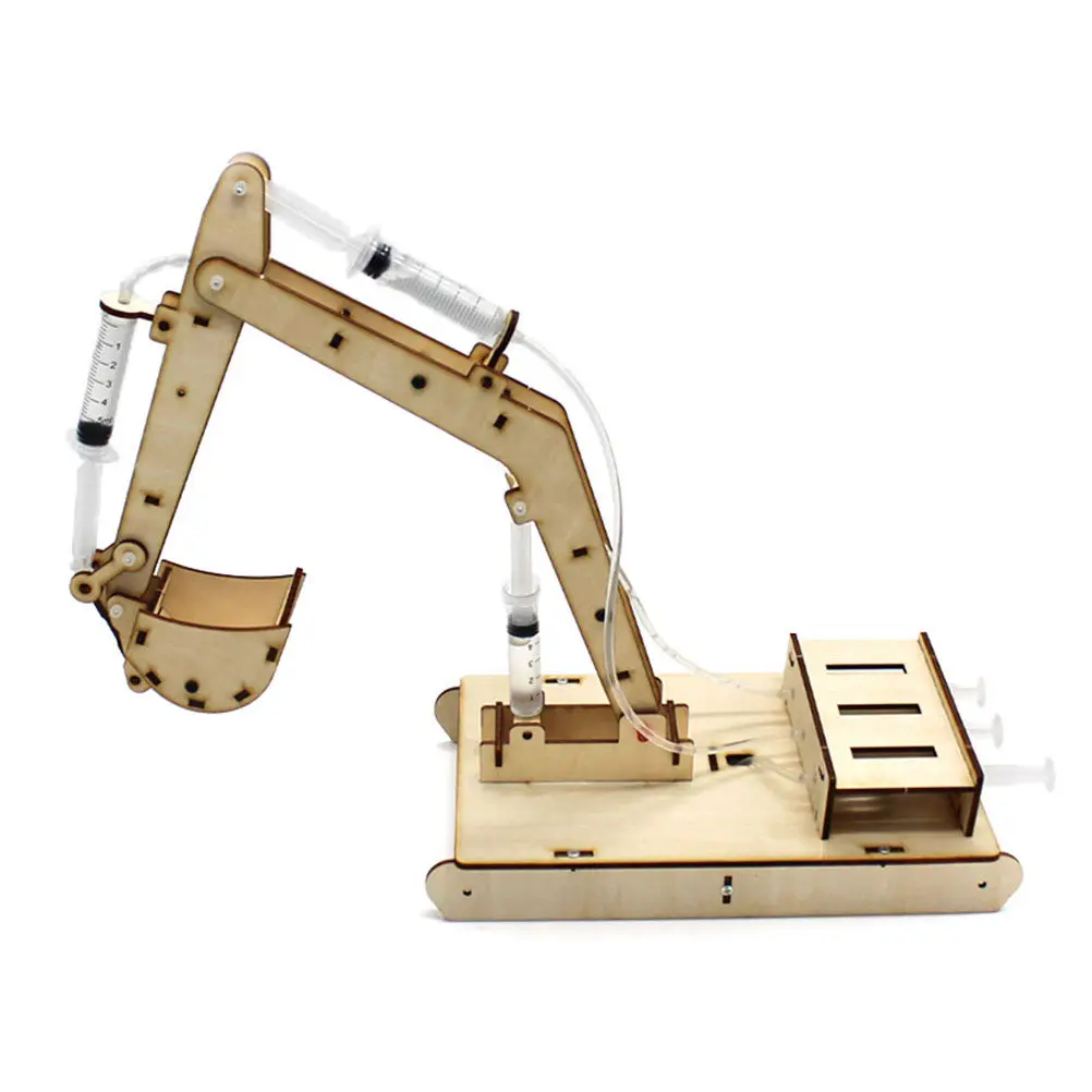 

Wood Excavator Mini Simulated Hydraulic DIY Educational Construction Learning Experiment Fun for Kids Home Ornament