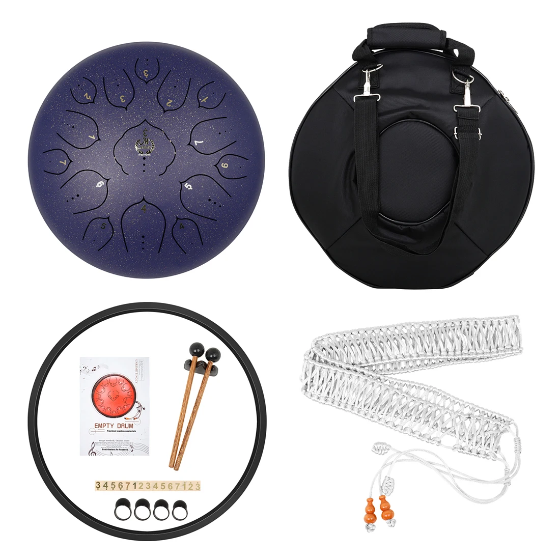 

14 Inch 15 Notes Steel Tongue Drum D Tone Music Drum Ethereal Drum Percussion Musical Instrument With Bag Drumsticks Accessories