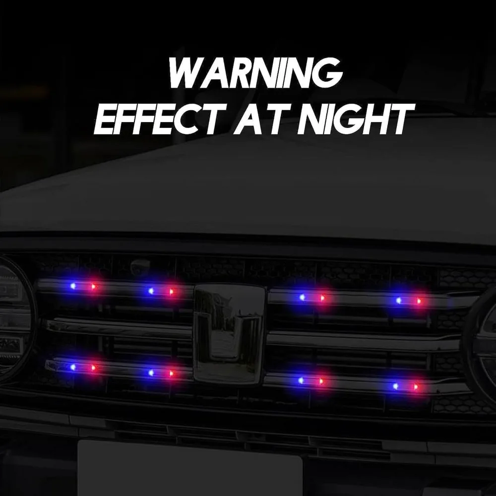 Solar Power Car Anti-theft LED Flashing Light Car Rear Collision Prevention Light Red-Blue Strobing Wireless Flash Warning Light