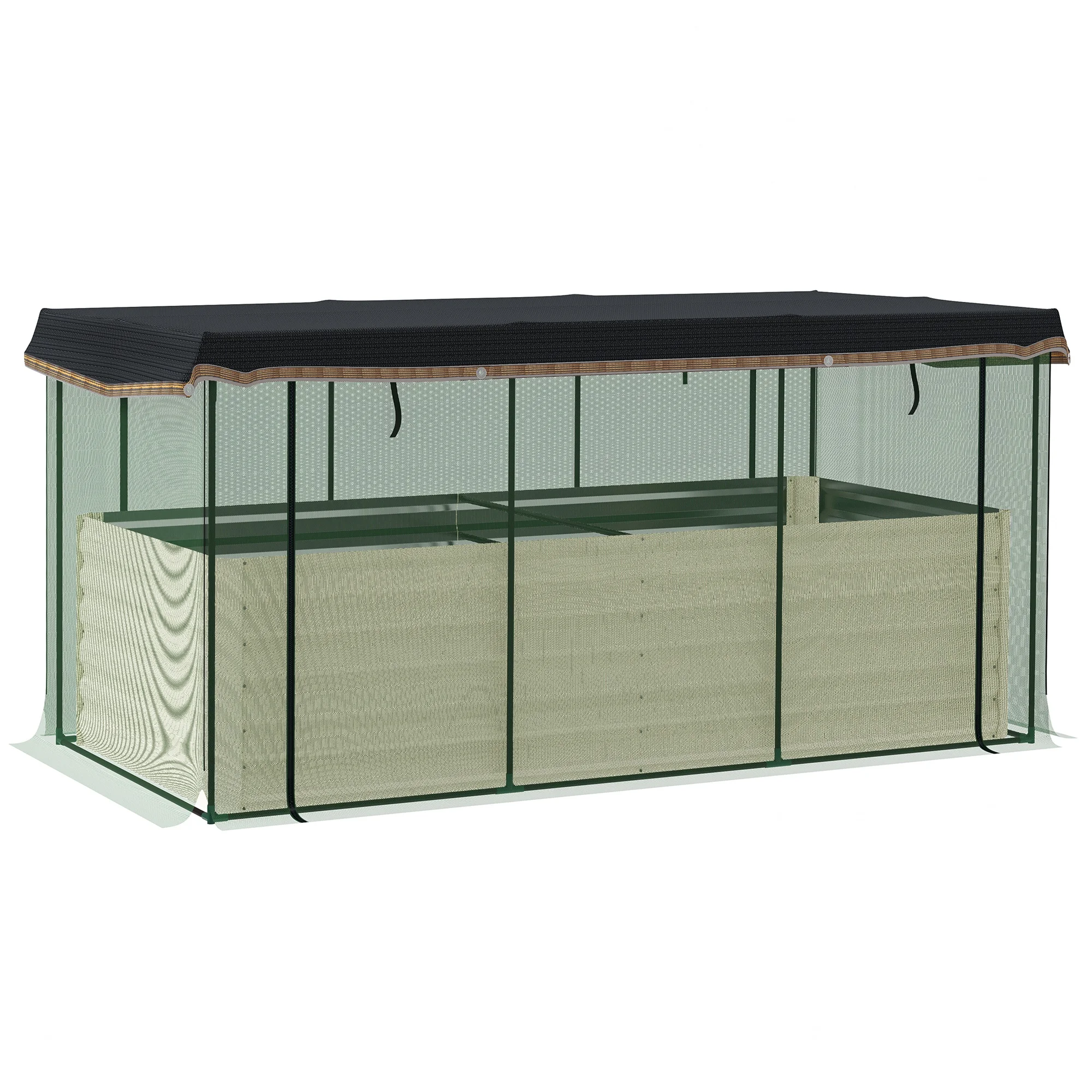 Galvanized Raised Garden Bed with Crop Cage & Shade Cloth, Beige