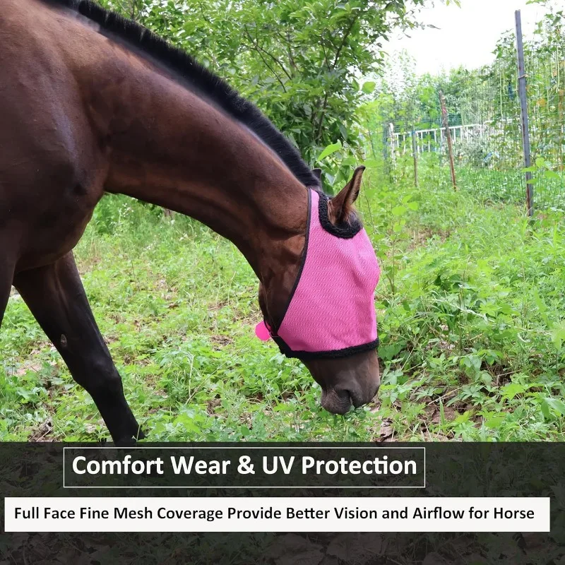 Equestrian Mesh Horse Face Mask with Sun Shade Bug Repellent and Ventilated Design Horse Headgear for Protection and Comfort