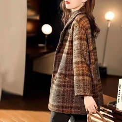 Double Breasted Cotton Wool Blend Coat for Women Loose Winter Clothes 2025 Fashion Mixtures Jacket Woman on Sale Single Luxury