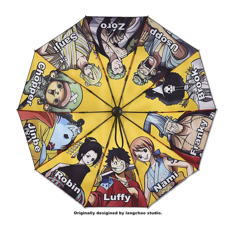 ONE PIECE Anime Umbrella Folding Fully Automatic Luffy Zoro Umbrella Same Sunscreen Umbrella Birthday Gifts