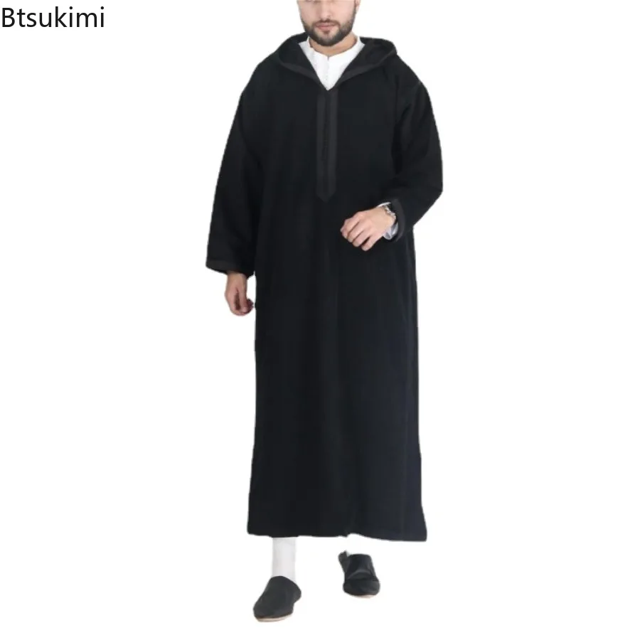 Muslim Fashion Abaya Men Arab Islamic Clothing Fashion Loose Shirt Robe Ethnic Style Casual Jubba Thobe Men Dubai Hooded Caftan