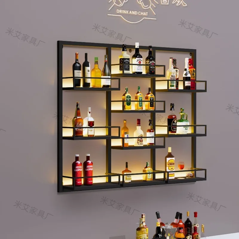 Nordic creative wine rack wall-mounted wine cabinet bar counter background decoration wall rack restaurant modern simple wine ca