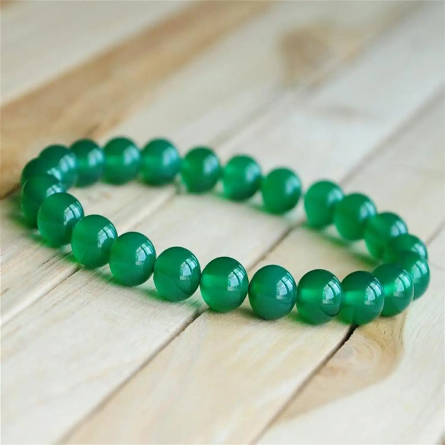 

8mm Natural Green Jade Gemstone Mala Bracelet Chain Men Unisex Eco-Friendly Beaded Classic Charm Women Cuff Prayer