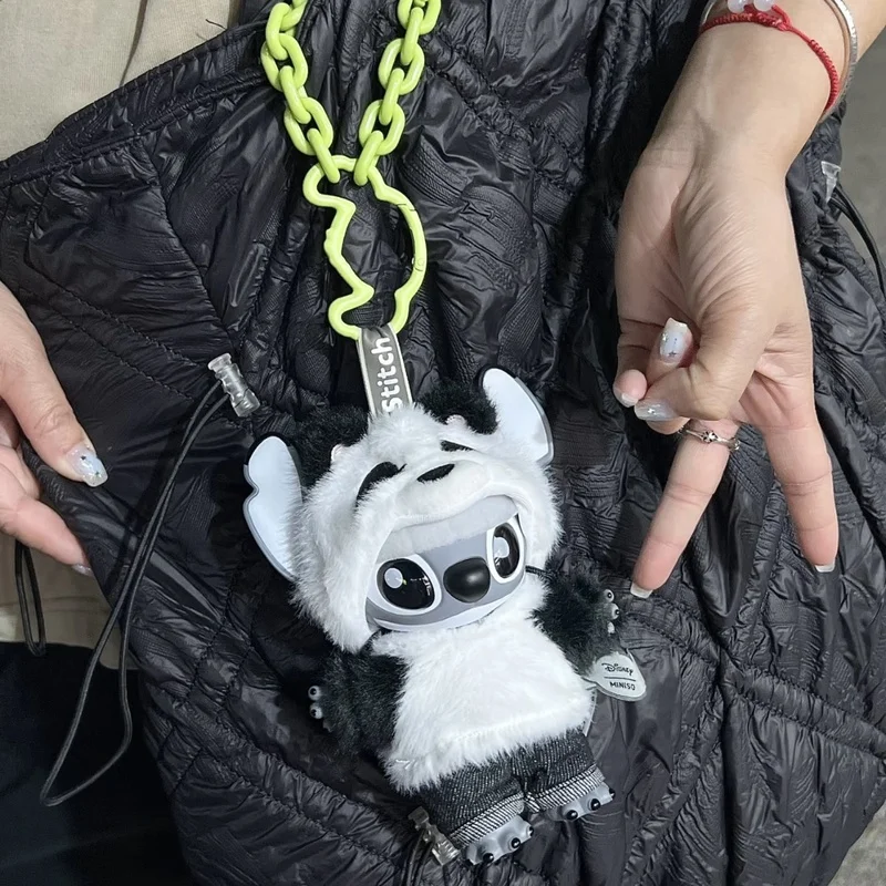 Miniso Disney Stitch Limited Edition Genz Street Series Panda Vinyl Stitch Plüschpuppe Taschenanhänger Ornament Geburtstag Kindergeschenke