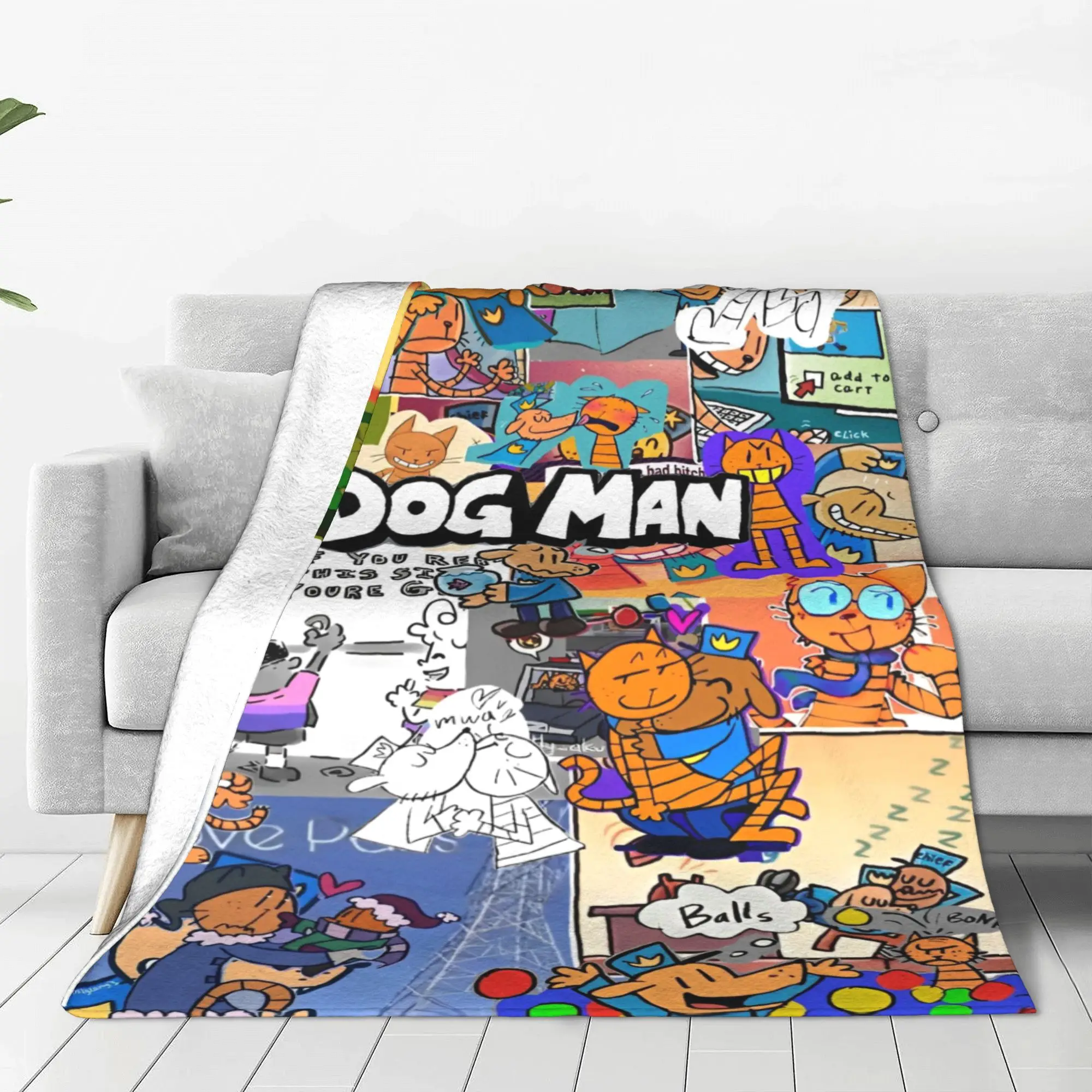 Dog Man Dogman Movie Comic Blanket Cover Fleece Cartoon Super Soft Throw Blanket for Bed Bed Rug