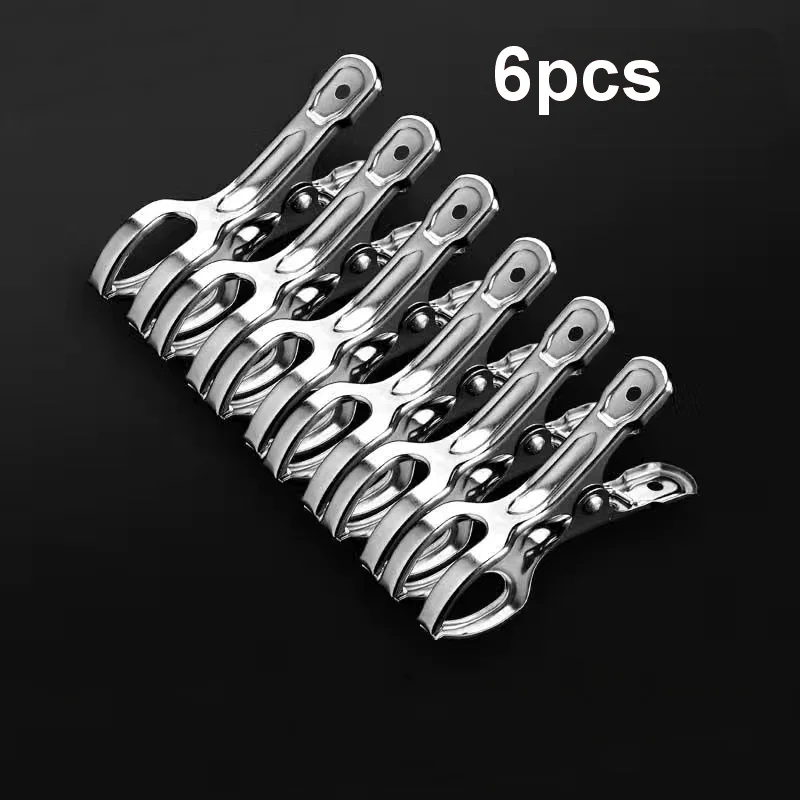 6pcs/Stainless steel open clip outdoor drying sheets, blankets, clothes spring clip