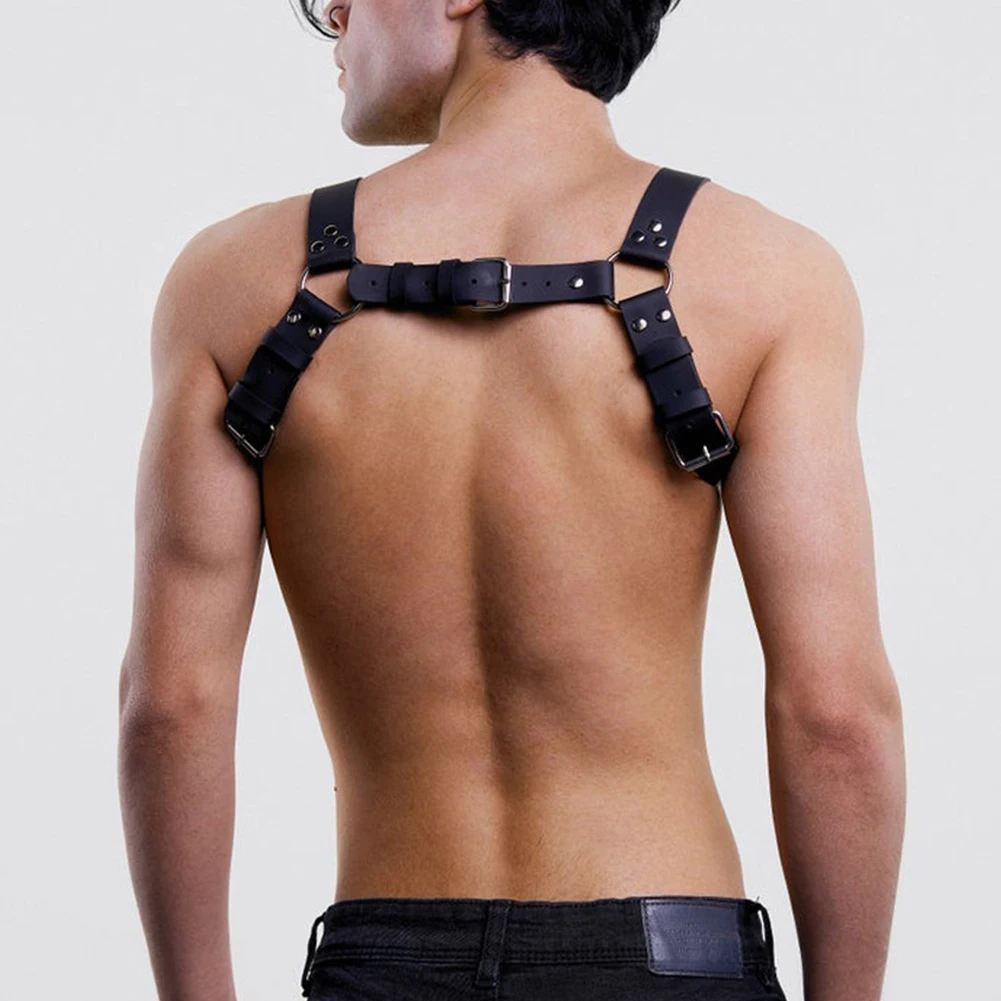 

Men Gay PU Leather Punk Body Strap Adjustable Chest Body Harness Straps Lingerie Bondage Body Chest Harness Shoulder Belts