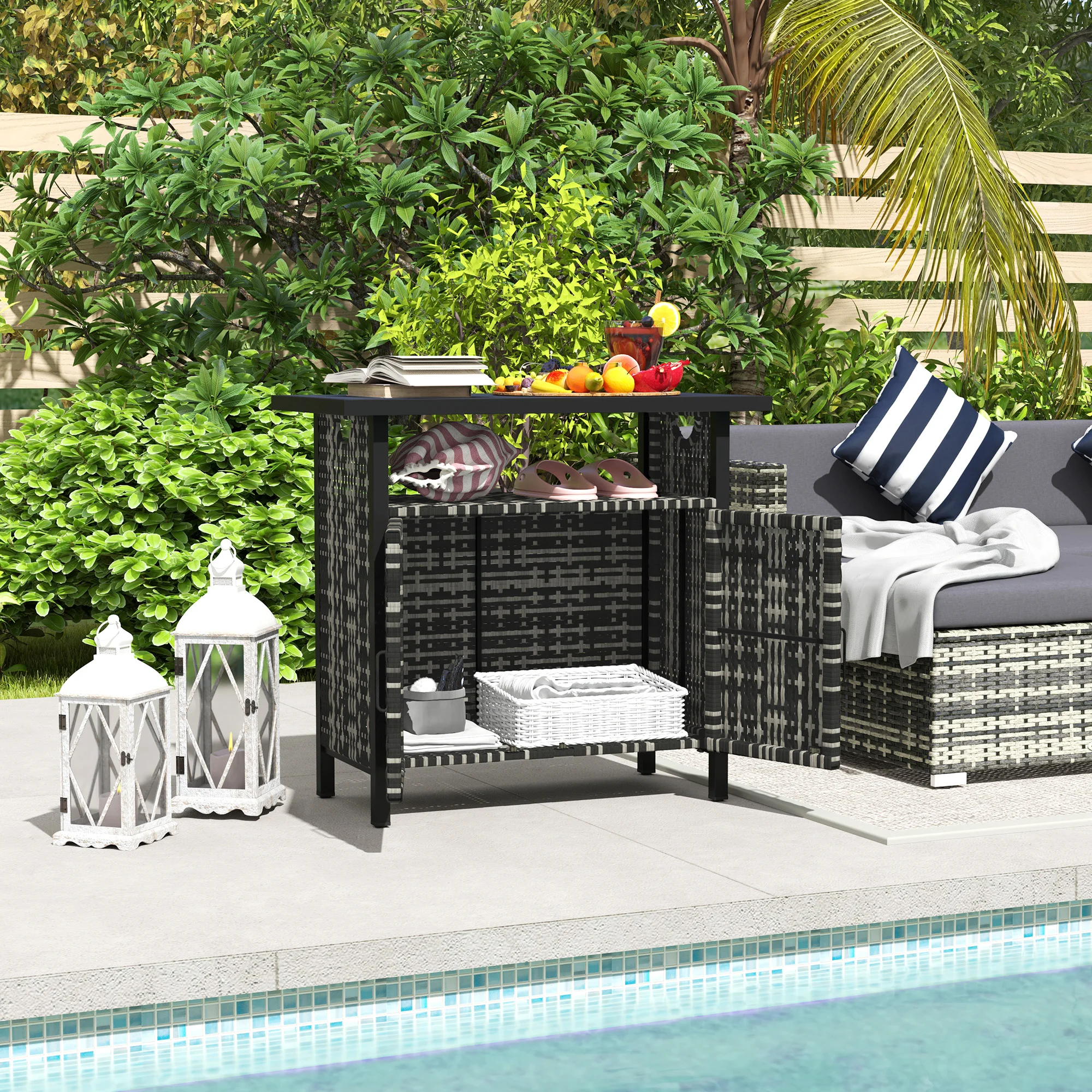 Outdoor Furniture On Sale - Outdoor Pool Towel Storage Cabinet Organizer,