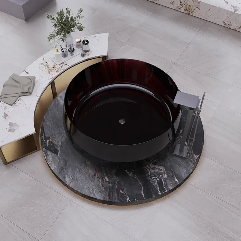 

Transparent resin round crystal color bathtub independent hotel homestay home large round bathtub