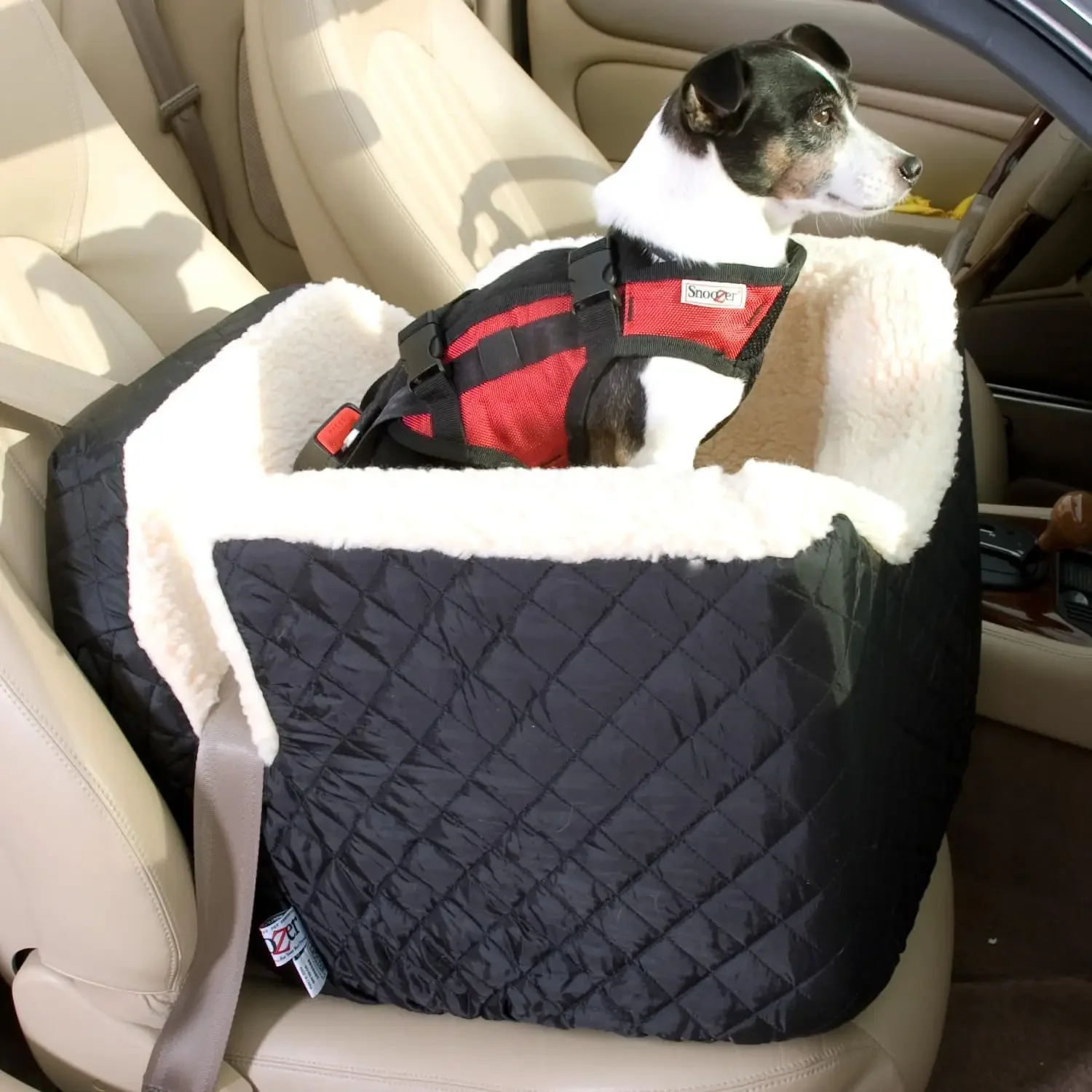 Dog Car Seat, Lookout I Dog Booster Car Seat for Small Dogs Under 25lbs, Size: Medium, Fabric: Black Quilted, Pet Car Seat