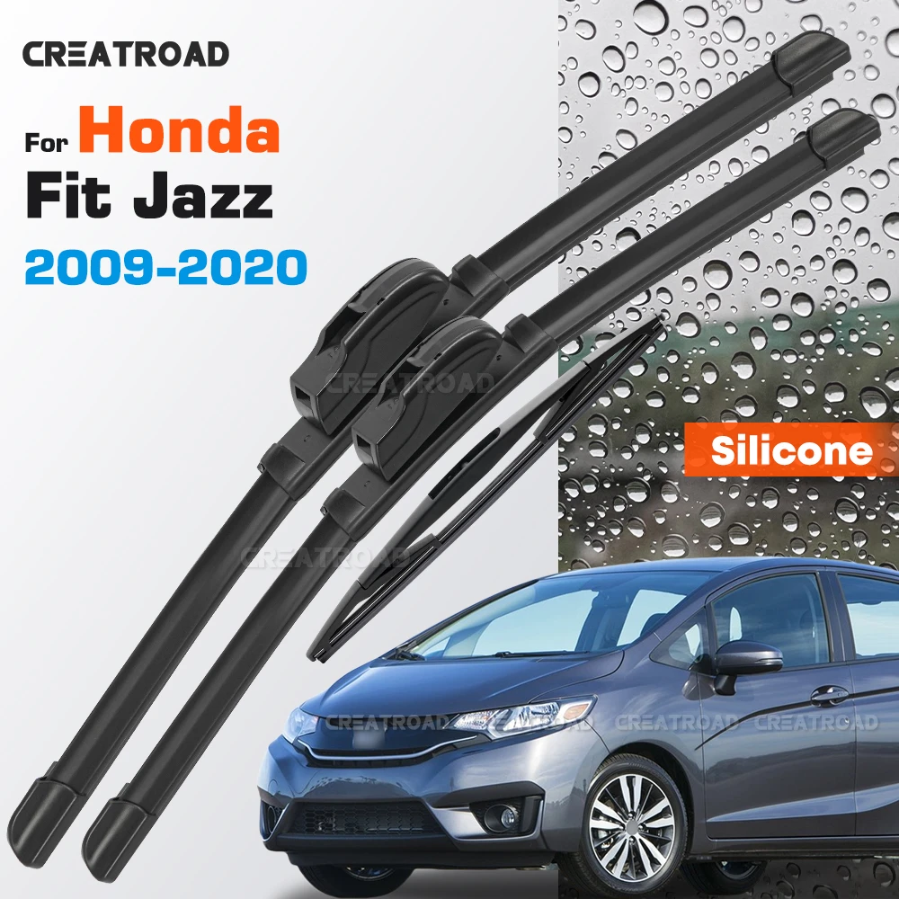 

Silicone Wiper Blades Fit For Honda Fit Jazz MK2 MK3 2009-2020 Coated Silent HD Wear-Resistant Windshield Wipers 26"+14"+14"