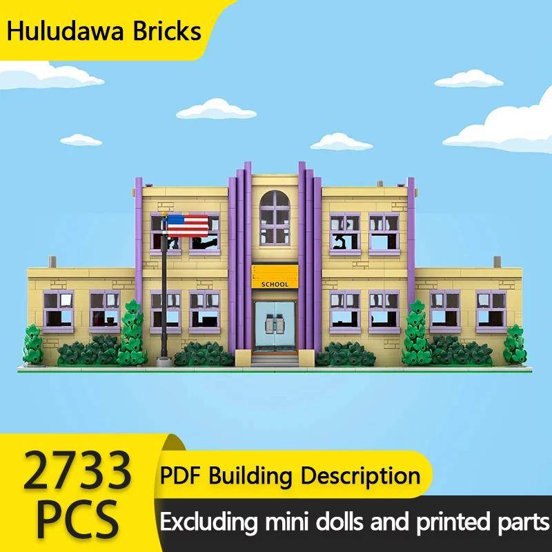 Popular Anime Model MOC Building Bricks Springfield Elementary School Modular Technology Gift Holiday Assemble Children Toy Suit