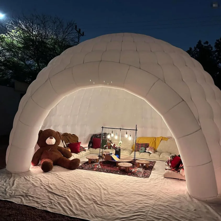 Tenda a cupola gonfiabile in tessuto Oxford Tenda da discoteca a cupola a LED per eventi di feste Igloo Garden Dance House