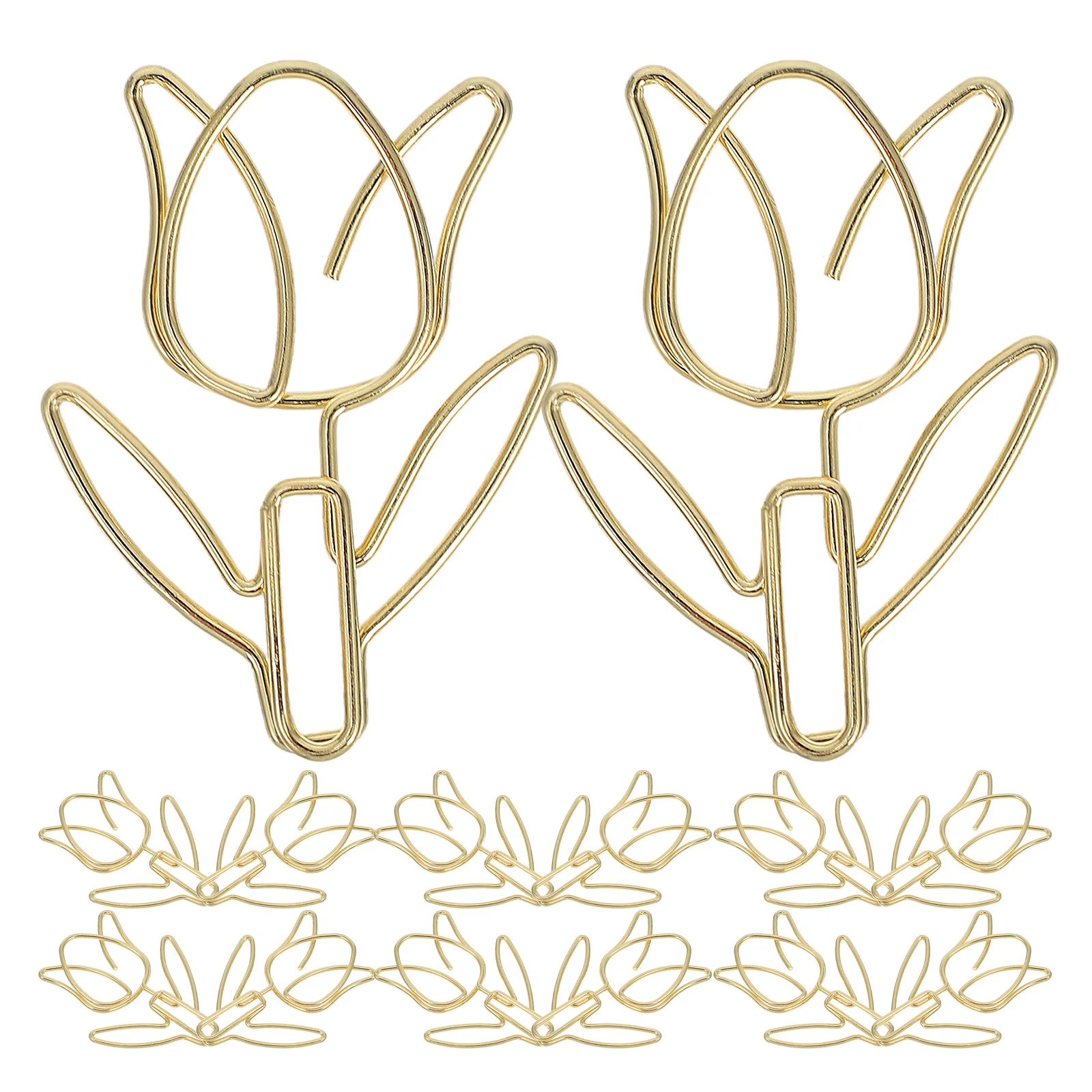 

20pcs Tulip Shaped Paperclips Metal Fun Decorative Cute Flower Fancy Office Supplies Students Document File Clips