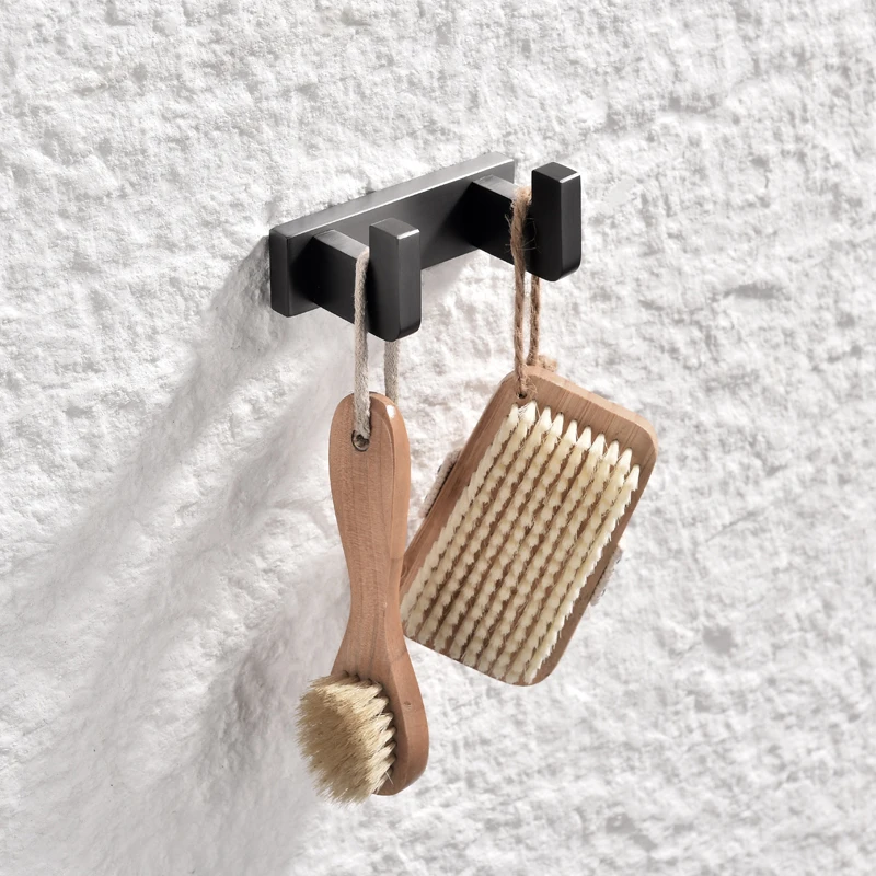 Gray 304 Stainless Steel Towel Rack Toilet Brush Paper Holder Soap Dispenser Towel Bar Hook Bathroom Hardware Set