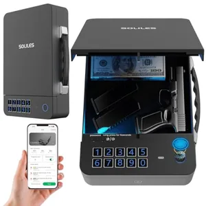 Portable Gun Safe Biometric Pistol Safe Rechargeable 4Ways Unlock APP/Fingerprint/Keyboard/Key 100Fingerprint Memory/Secure Han