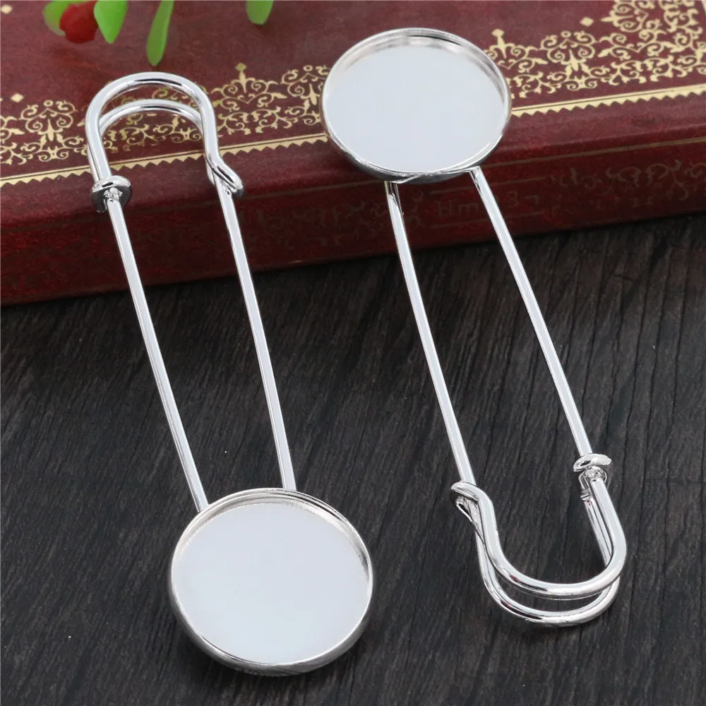 5pcs 18mm 20mm 25mm Inner Size Bright Silver/Gold Plated Bronze Brooch Pin Simple Style Cabochon Base Setting Pendant