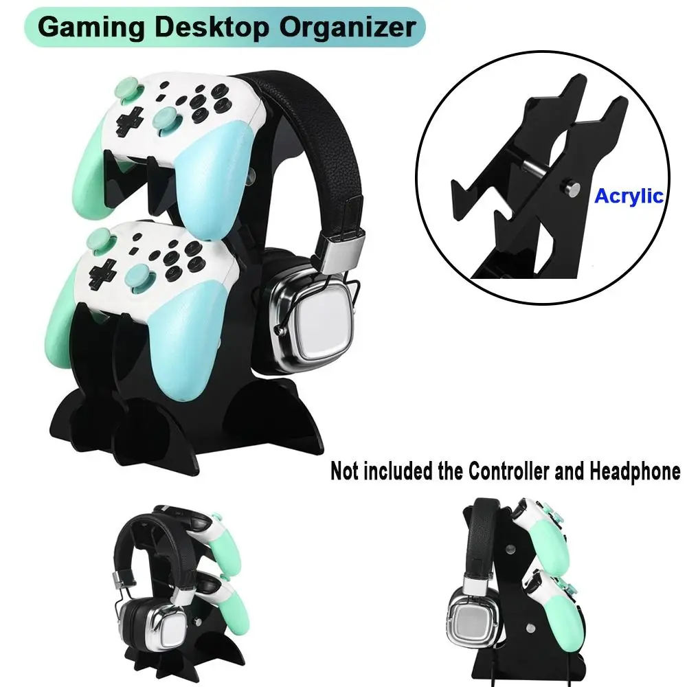 Dudukan Pengontrol Game Dua Lapis Dudukan Headphone Kokoh Akrilik Tempat Pajangan Gamepad untuk PS5/PS4/Xbox/Switch