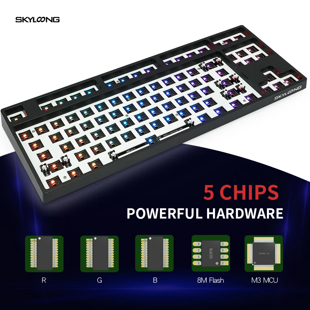 Imagem -05 - Skyloong-kit de Teclado Gaming Mecânico Hot Swap com Fio sem Fio Bluetooth Rgb Retroiluminado Personalizado Faça Você Mesmo 87 Chaves Óptica Gk87 Gk87s