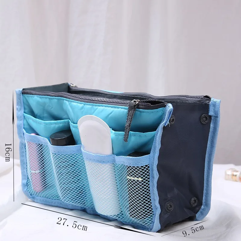 Nylon Cosmetic Bags For Women Tote Insert Double Zipper Makeup Bag Toiletries Storage Bag Girl Outdoors Travel Make Up Organizer