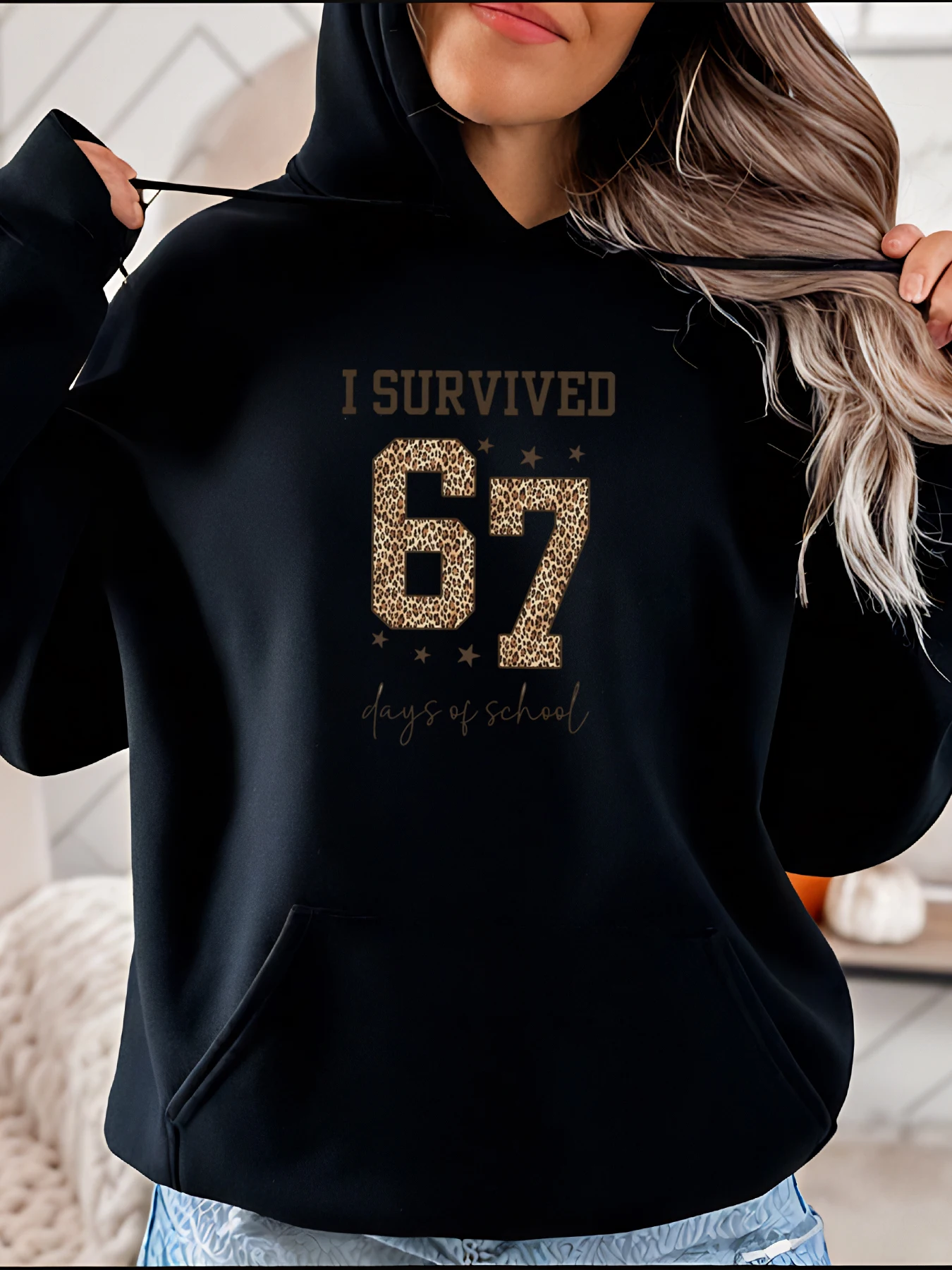 

I Survived 67-дневная толстовка с принтом в повседневном стиле с леопардовым принтом, женская повседневная одежда