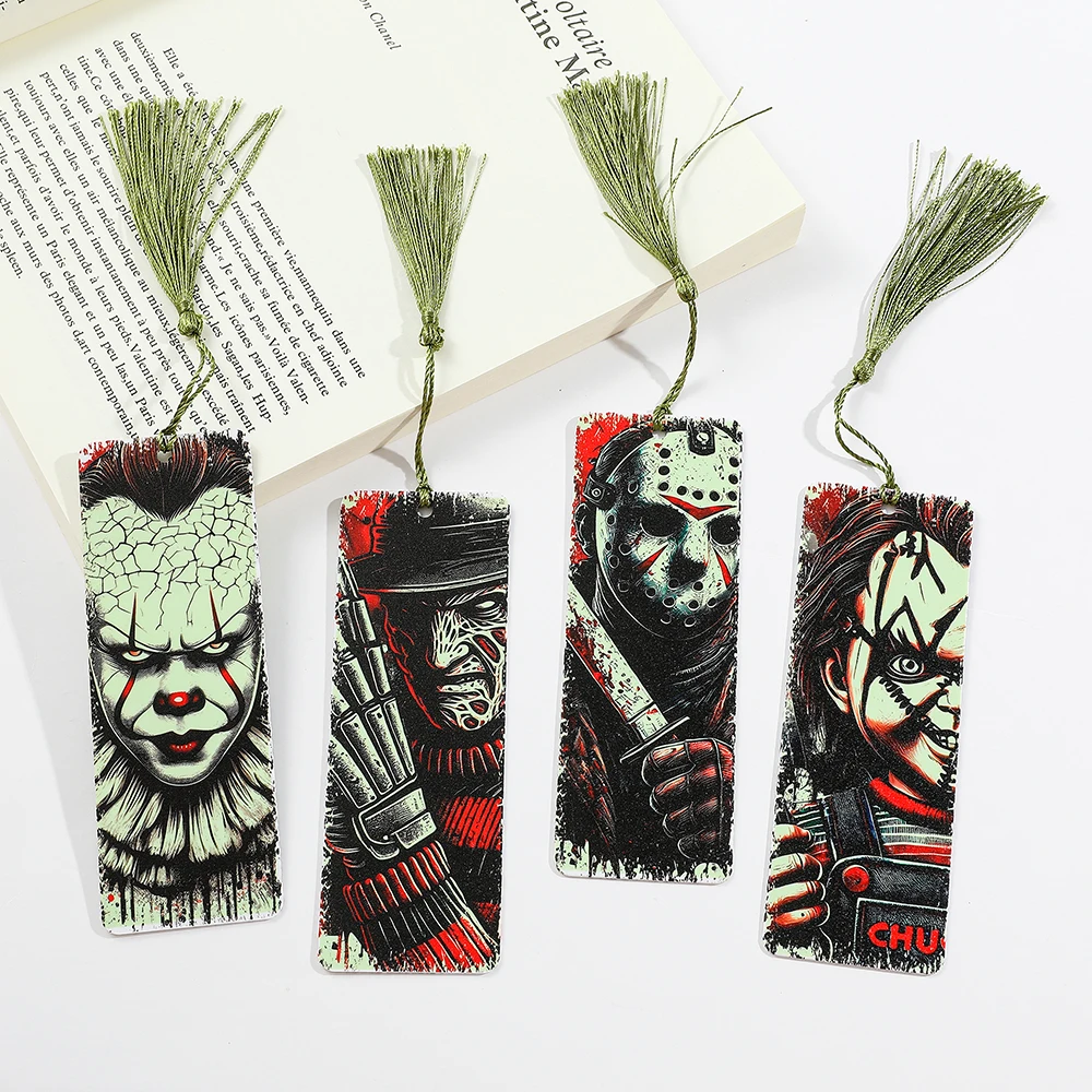 Terror Movie Clown Bookmark Cartoon Halloween Periphery Reading Tool Book Journal Page Mark Stationery Supplies for Students