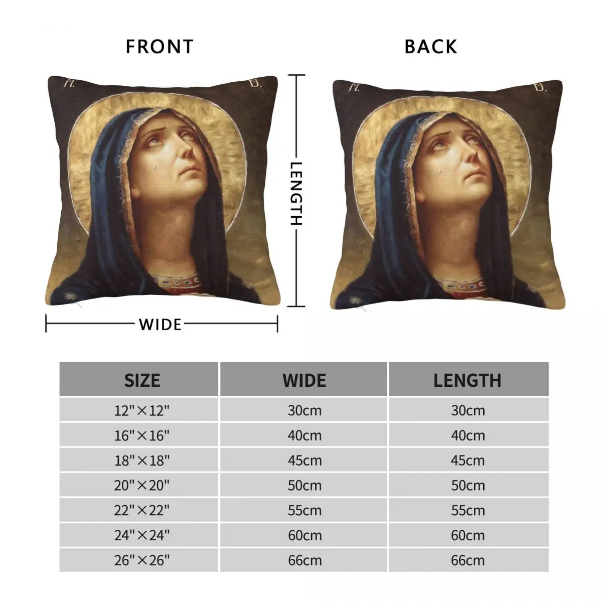 Our Lady Of Sorrows Virgin Mary Square Pillowcase Polyester Linen Velvet Printed Decor Throw Pillow Case Home Cushion Cover 18