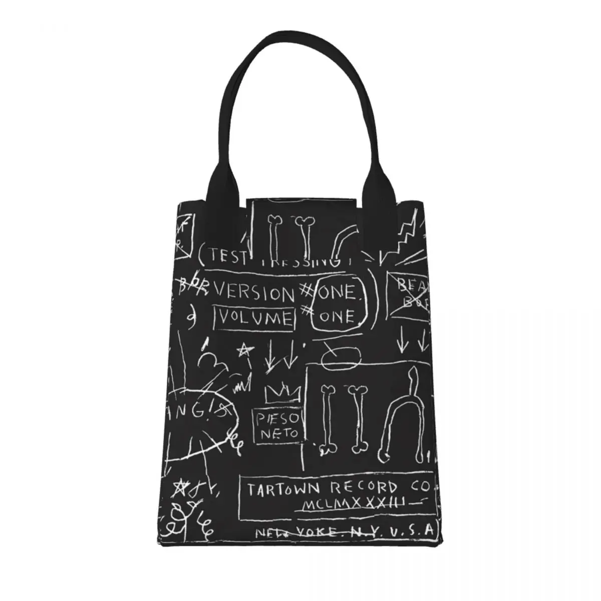 Tuxedo borsa da pranzo isolata termicamente in bianco e nero donna Jean Michel Basquiats contenitore per il pranzo portatile contenitore per